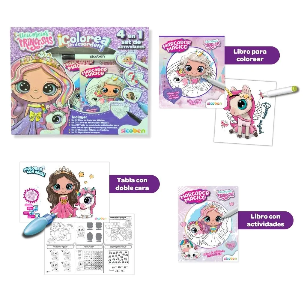 SET 4 en 1 Unicorn and Princess | SICOBEN