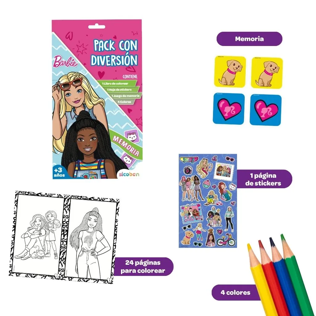 PACK CON DIVERSIÓN DE MEMORIA BARBIE | MATTEL