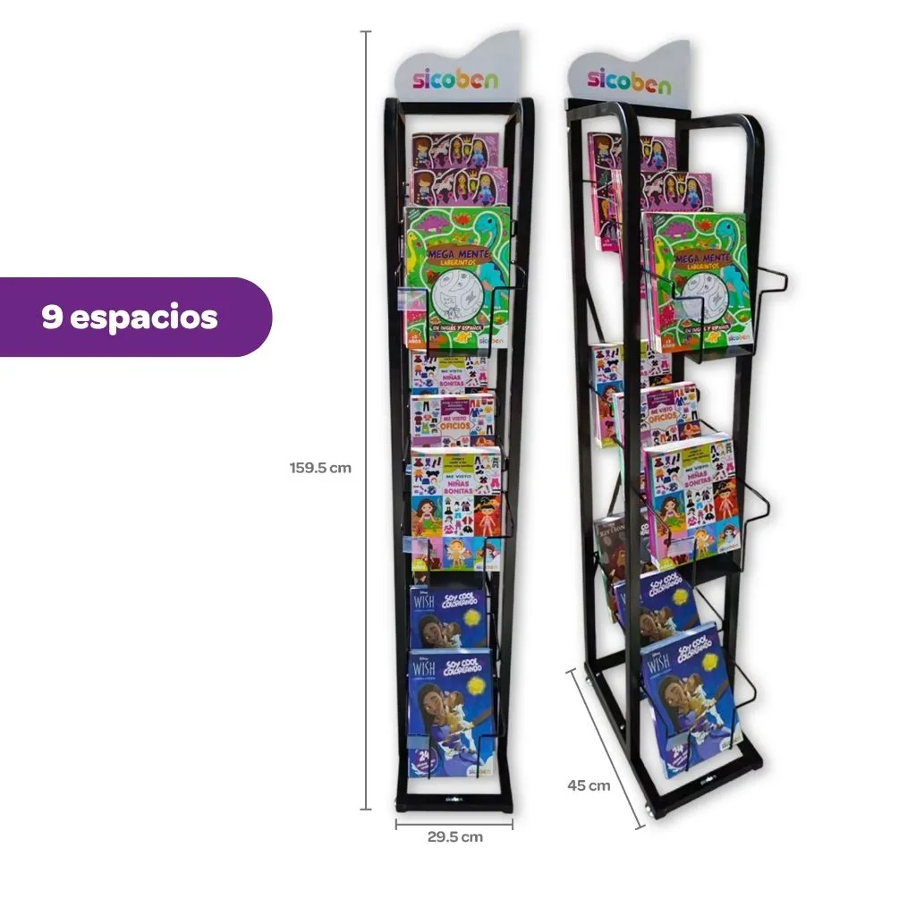 EXHIBIDOR METÁLICO DE 9 ESPACIOS
